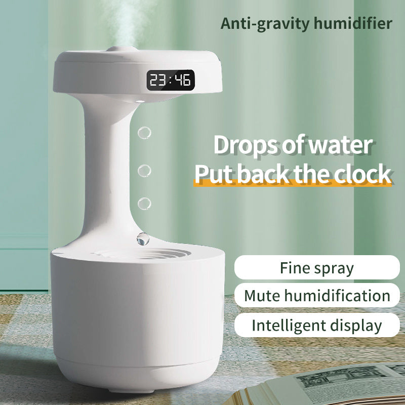 Bedroom Anti-Gravity Humidifier With Clock Water Drop Backflow Aroma Diffuser Large Capacity Office Bedroom Mute Heavy Fog Household Sprayer - I NOW BUY