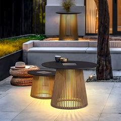 Outdoor Table with Solar Lights