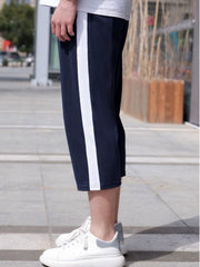 School Uniform Pants Single Stripe Five Cropped Pants Wide White Stripe Sports Men and Women Junior High School Students Summer Thin School Uniform Shorts - I NOW BUY