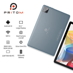 PRITOM TAB11 Android 14 Tablet 10 Inch, 8GB(4+4 Expand) RAM + 128GB ROM, Octa Core, 5G WiFi, with Keyboard, Mouse, Case - I NOW BUY