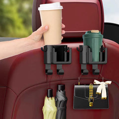 1Pc Car Seat Headrest Hook Hanger Organizer With Cup Holder Phone Holder For Handbag Fit Universal Car Accessories - I NOW BUY