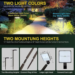 Solar Path Lights 2-in-1 Warm White & Daylight Modes 300 Lumens Outdoor Lighting High Quality Stakes Easy Installation Driveway - I NOW BUY