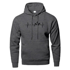 Mountain Heartbeat Hoodie for Men Autumn Sportswear - I NOW BUY