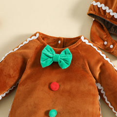 Toddler Gingerbread Man Romper Christmas Cosplay Jumpsuit - I NOW BUY