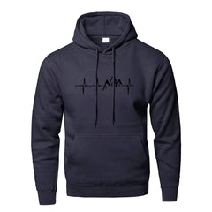 Mountain Heartbeat Hoodie for Men Autumn Sportswear - I NOW BUY