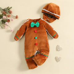 Toddler Gingerbread Man Romper Christmas Cosplay Jumpsuit - I NOW BUY