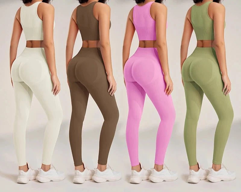 High-Waisted Yoga Leggings and Top Seamless Fitness Set - I NOW BUY