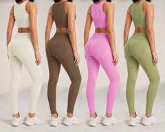 High-Waisted Yoga Leggings and Top Seamless Fitness Set - I NOW BUY