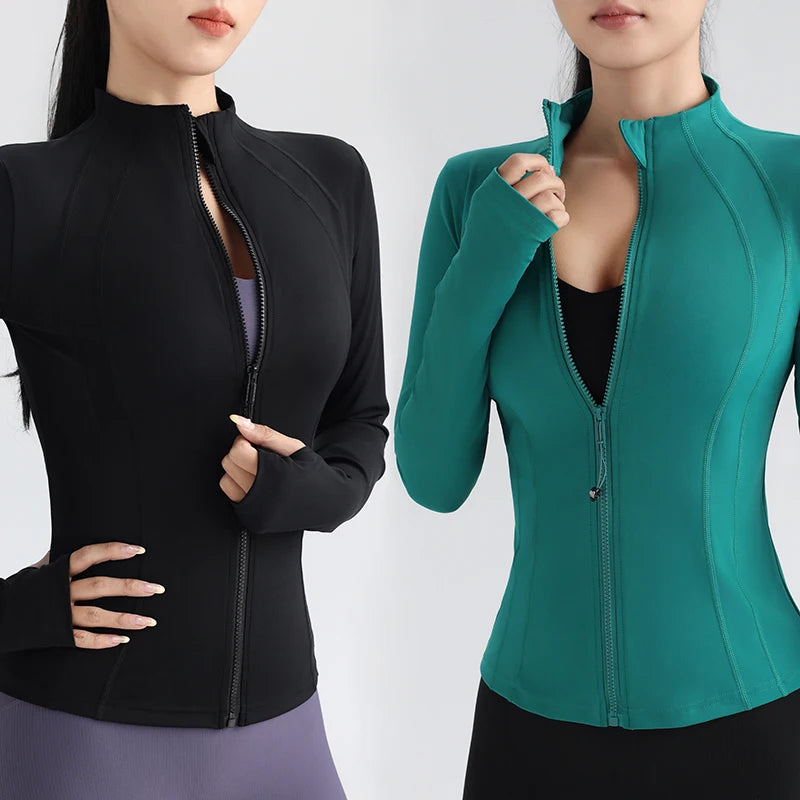 Women's Full Zip Yoga Top with Thumbholes, Sportswear - I NOW BUY