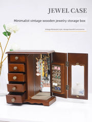 Jewelry Storage Box Multi-Layer Large Capacity Retro Chinese Wooden Ornament Eardrops Earrings Necklace Ring Solid Wood Grain - I NOW BUY