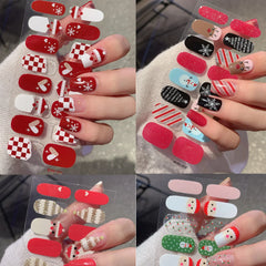 16Tips Christmas Gel Nail Stickers Durable Materials Nail Decal Not Easy To Fall Off Popular Nail Art Nail Art Stickers - I NOW BUY