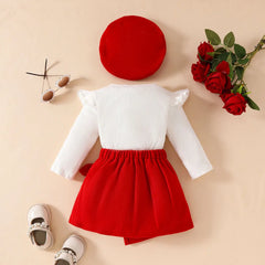 Baby Girls New Year Set: Bow Top, Skirt, Beret - I NOW BUY