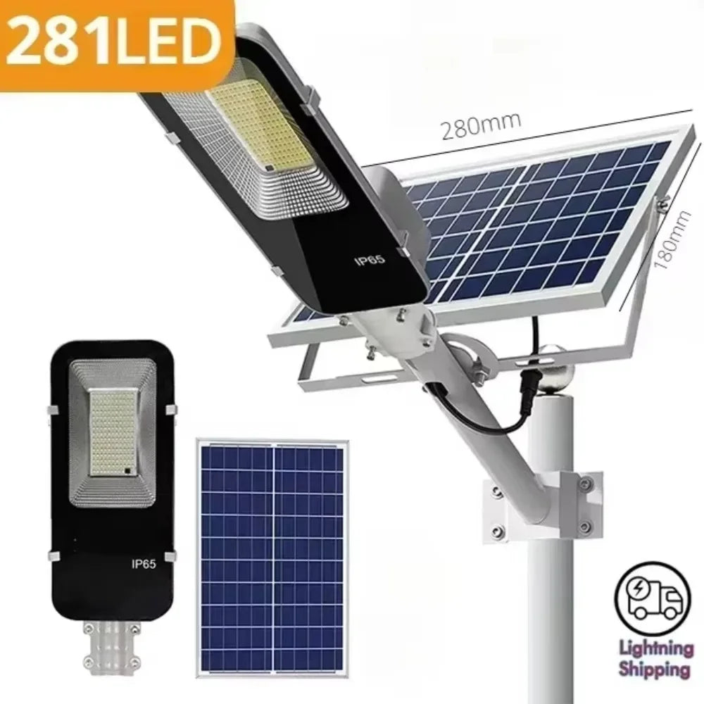 281LED Powerful Solar Light Outdoor Solar Street Light 6000mah Waterproof Automatic Dusk To Dawn Street Light for Garage Garden - I NOW BUY