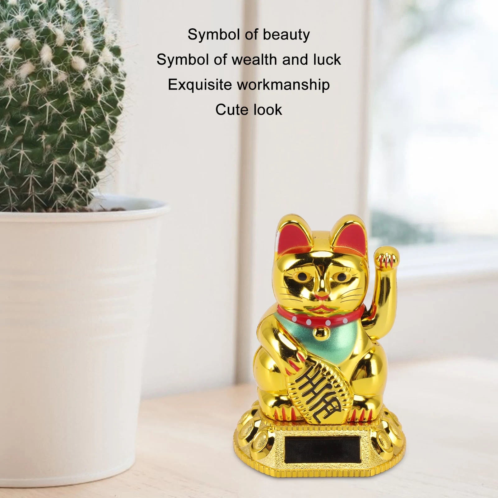 Lucky Cat Waving Arm Chinese Lucky Cat Decoration Waving Arm Solar Light Induction Statue Figurine For Home Car Ornaments - I NOW BUY