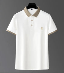 Men's Summer Polo Shirt Gold Embroidery Breathable Casual Top - I NOW BUY