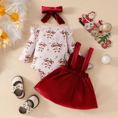 Toddler Boy Christmas Santa Print Romper & Pants Set - I NOW BUY