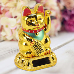 Lucky Cat Waving Arm Chinese Lucky Cat Decoration Waving Arm Solar Light Induction Statue Figurine For Home Car Ornaments - I NOW BUY