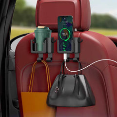 1Pc Car Seat Headrest Hook Hanger Organizer With Cup Holder Phone Holder For Handbag Fit Universal Car Accessories - I NOW BUY