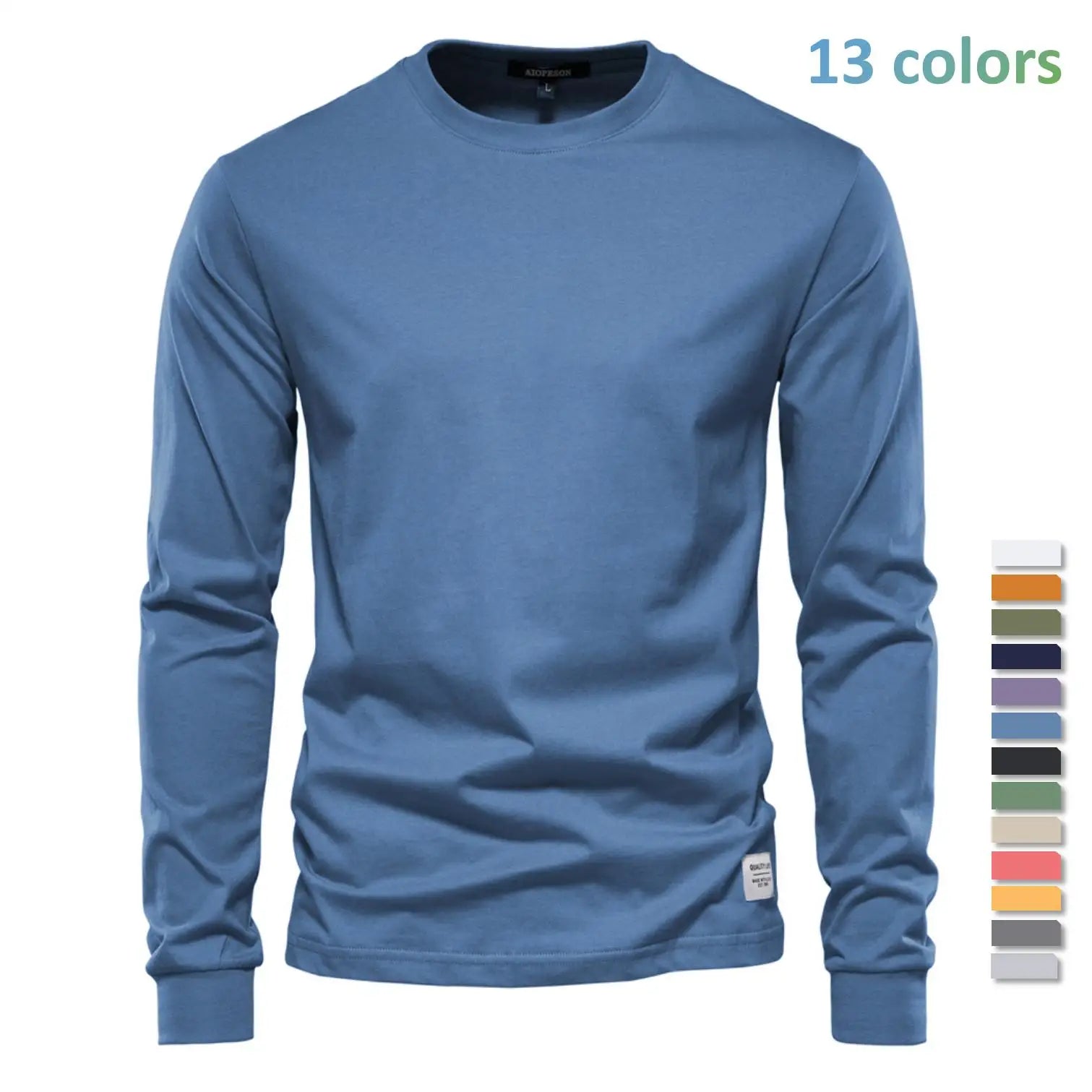 Men's Solid Cotton Long-Sleeve Casual O-Neck T-Shirt - I NOW BUY